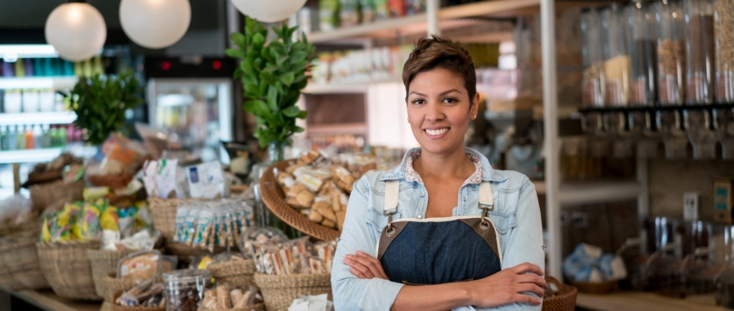 Fresh market businesswoman standing in her store