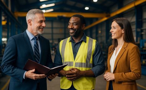 commercial banker on‑site visit with a business.