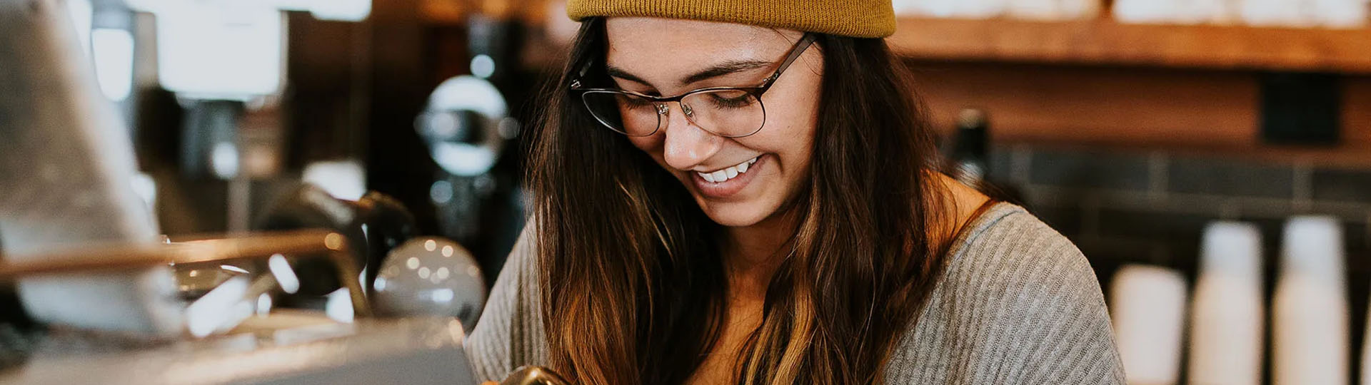 Barista smiling while working.